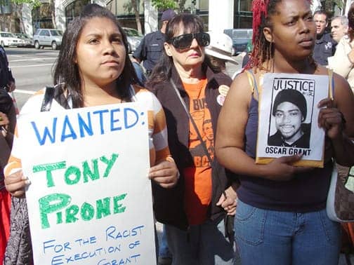 mehserle-prelim-hrg-rally-wanted-tony-pirone-051809-by-dave-id-indybay, 'Jail Mehserle, the killer cop!', Videos 