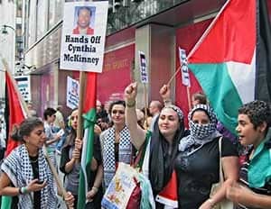 Hands-off-Cynthia-McKinney-Palestinian-women-rally-Israeli-mission-UN-070109-by-Monica-Moorehead-WW-1, The vilification of Cynthia McKinney, World News & Views 