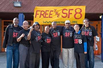 SF-8+-Harold-Taylor-Francisco-Torres-Richard-Brown-Soffiyah-Elijah-Richard-ONeal-Hank-Jones-Eric-Mar-Ray-Boudreaux-celebrate-dropping-chgs-070709-Ella-Hill-Hutch-by-Scott-Braley, SF 8 and supporters celebrate a bittersweet victory, World News & Views 