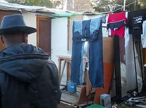 African refugees have built a Soweto-style shantytown called Ponte Malomo in 