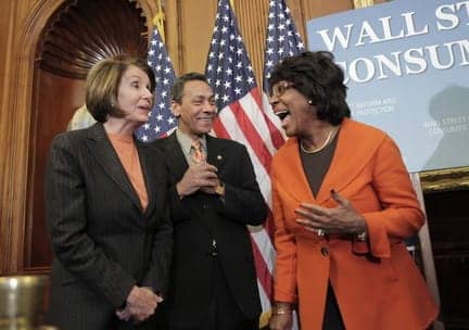 Maxine-Waters-Nancy-Pelosi-Melvin-Watt-at-news-conf-after-passage-of-Wall-Street-Reform-Act-121109-by-AP, Wall Street Reform Act, a ‘big, big deal for Black America,’ passes, thanks to Congressional Black Caucus members led by Maxine Waters, News & Views 