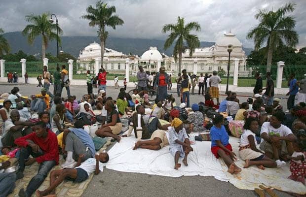 Haiti-earthquake-survivors-outside-Natl-Palace-011310-by-AP, Haiti and America’s historic debt, World News & Views 