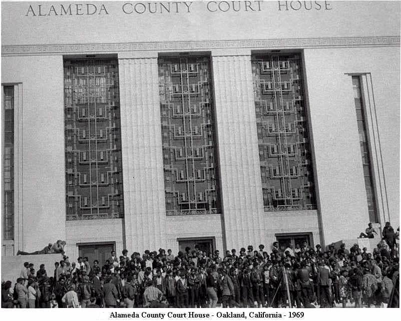 Black-Panthers-outside-Alameda-County-Courthouse-1969-by-Roz-Payne, Minister of Information JR is FREE!, Local News & Views 