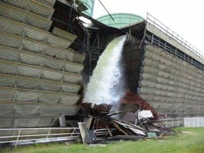 Vermont-Yankee-cooling-tower-collapse-2007, Leaking Vermont Yankee nuclear power plant shutdown ordered as Obama pledges $50 billion for nuclear power, News & Views 