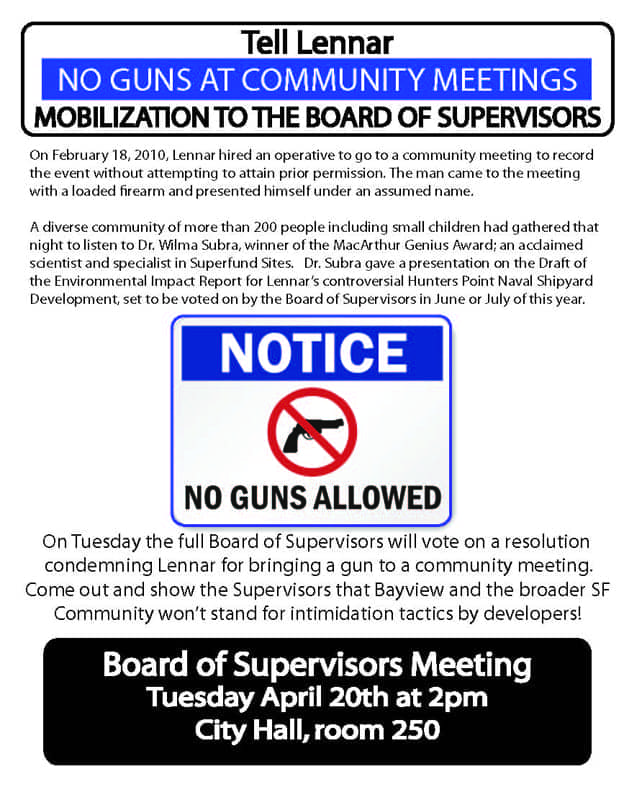No-guns-at-community-meetings-042010, ‘Lennar is messing with the wrong community’, Local News & Views 