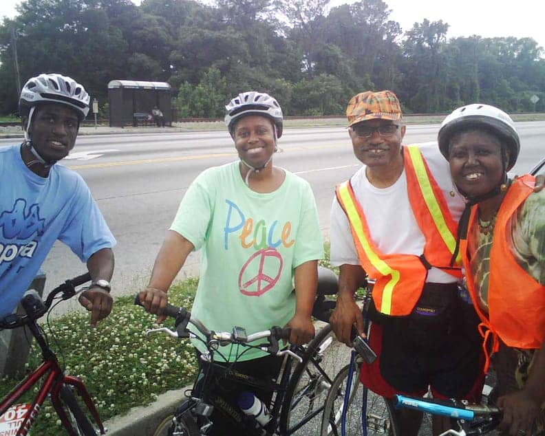 Coy-McKinney-Cynthia-McKinney-Wekesa-Madzimoyo-Afiya-Madzimoyo-biking-Stone-Mountain-GA-0510-by-David-Hunter, Join Cynthia McKinney's Oakland-to-DC 'Common Sense to Government' bike ride, News & Views 