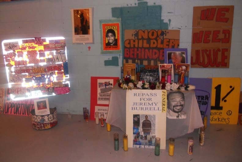 Oscar-Grant-Mehserle-trial-Jeremy-Burrell-shrine-at-Chuco-Justice-Center-LA-0610-by-Chela2, Inconsistent statements and the justice system: Mehserle, Domenici, Pirone, Grant, News & Views 