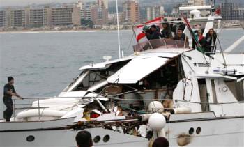 free-gaza-dignity-rammed-by-israeli-gunboat-arrives-lebanon-123008-by-mohammed-zaatari-ap, Israeli gunboats ram boat carrying Cynthia McKinney, the people’s secretary of state, World News & Views 